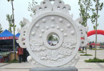 达州精雕细琢汉白玉双龙石门墩雕塑