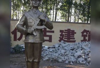达州精美纪念，战士铜雕——中领雕塑