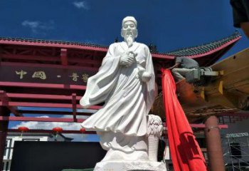 达州传承医道中的传说——李时珍汉白玉石雕像
