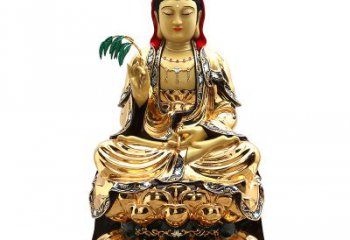 达州精美鎏金莲花观音纯铜佛像雕塑