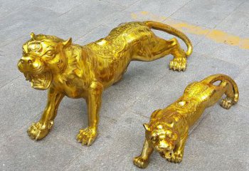 达州鎏金老虎，铜雕工艺精美