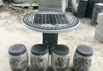 达州精美梅兰竹菊形石桌凳，无与伦比的艺术美感