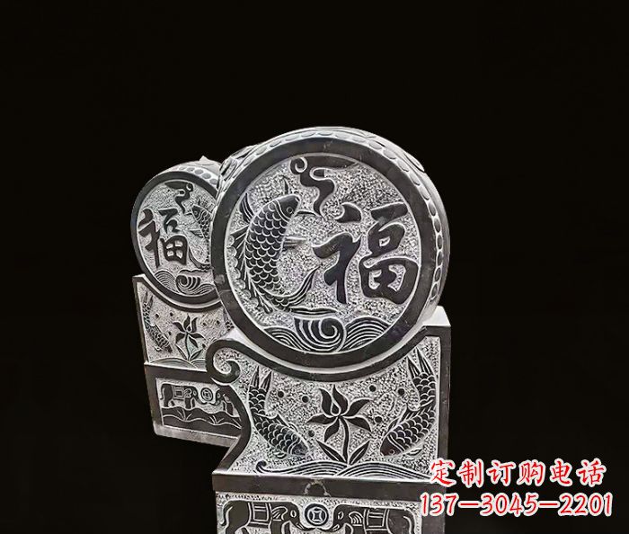 达州年年有余石门墩仿古抱鼓石