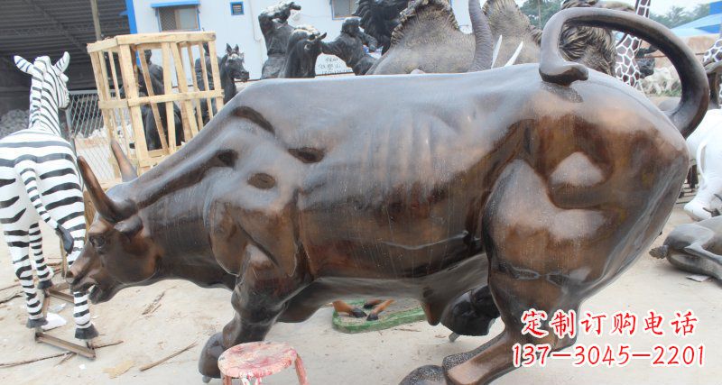 达州牛玻璃钢仿铜动物雕塑