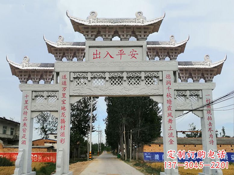 达州用高质量石雕打造精美牌楼雕塑