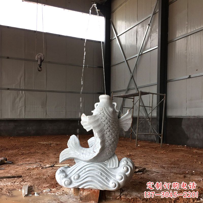 达州汉白玉石鲤鱼雕塑,让你的梦想成真!