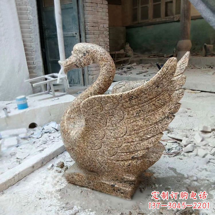 达州应用天鹅花岗岩制作的喷水雕塑