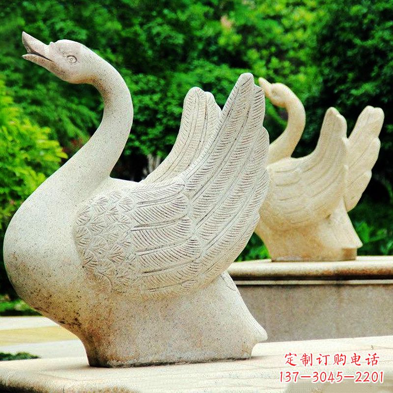达州高雅优美的砂岩天鹅雕塑