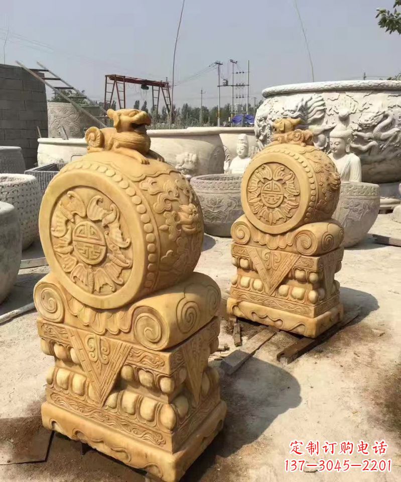 达州福瑞貔貅抱鼓石雕塑,传承中国古老文化