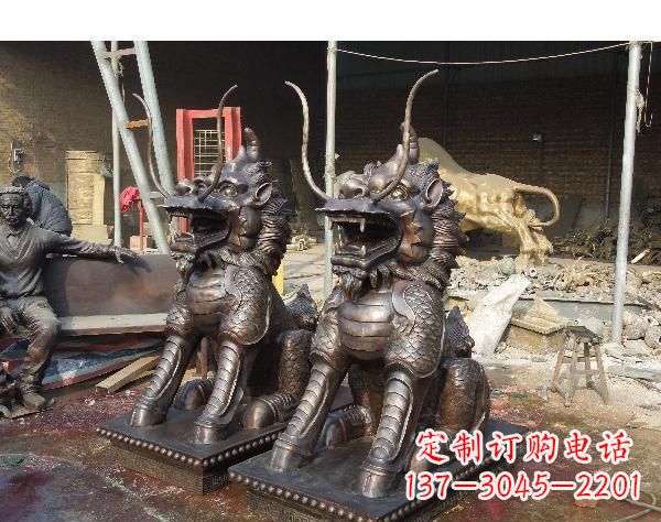 达州中领雕塑打造精美辟邪麒麟铜雕