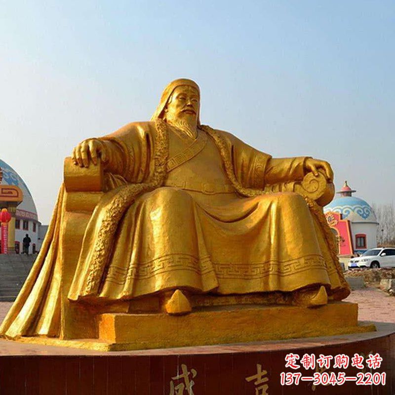 达州雕刻古代传奇军事家成吉思汗铜雕像