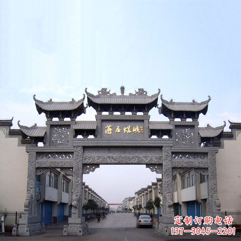 达州企业仿古石雕牌楼