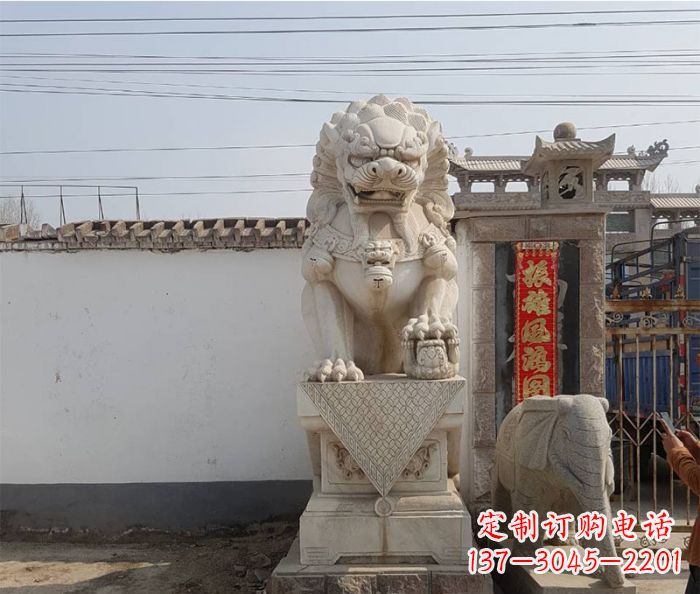 达州精美大理石狮子石雕
