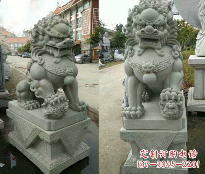 达州企业景观大理石狮子石雕 (12)