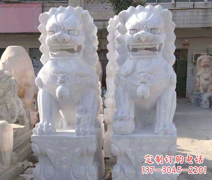 达州企业景观大理石狮子石雕