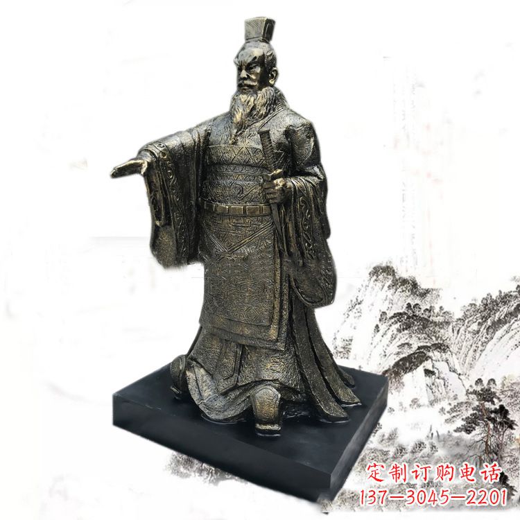 达州精美秦始皇玻璃钢仿铜雕塑