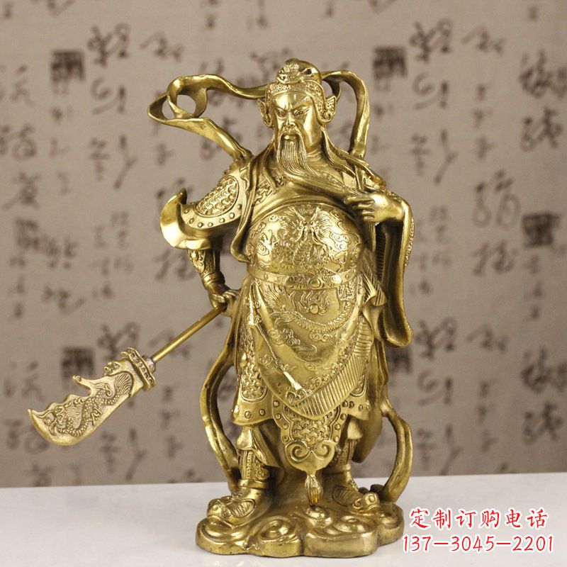 达州中领雕塑|关羽铜像:令人惊叹的纯黄铜武财神