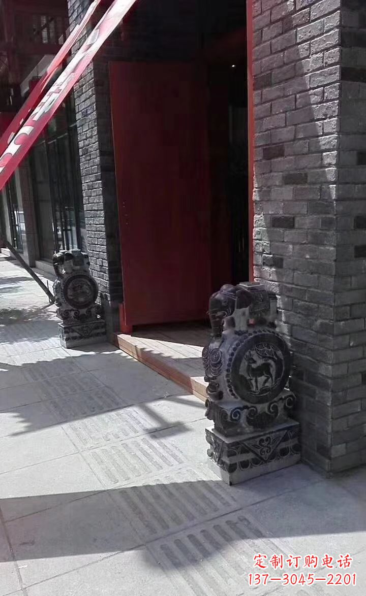达州青石仿古大象门墩抱鼓石