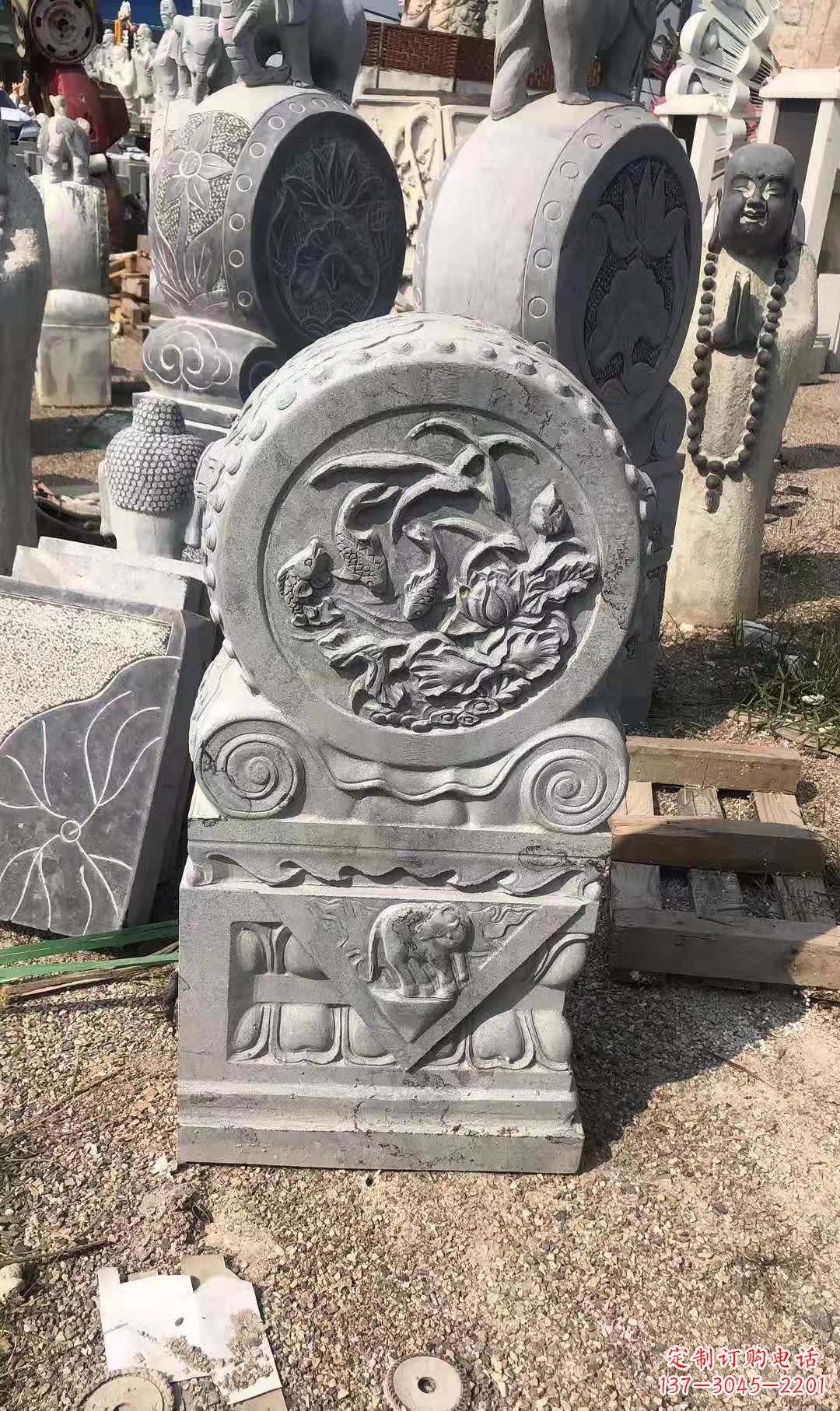 达州别具一格的门墩青石仿古雕塑