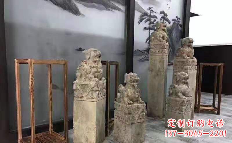 达州青石仿古神兽拴马桩雕塑驮庭院园林景观石雕