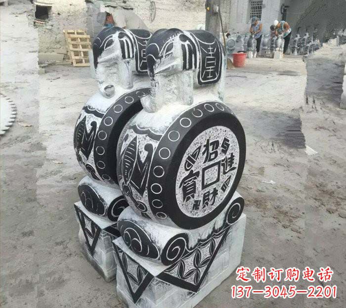 达州青石仿古招财进宝大象门墩
