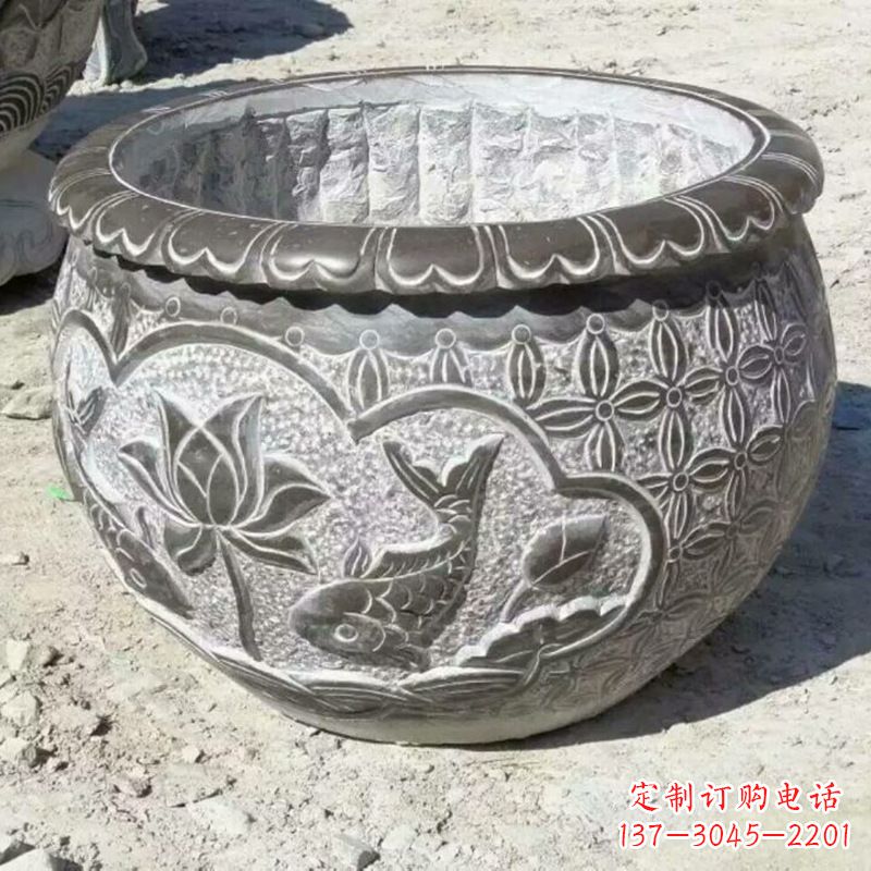 达州青石浮雕水缸