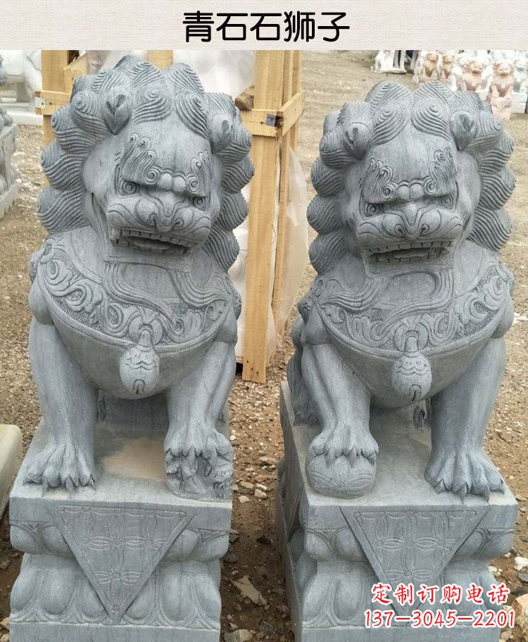 达州青石看门狮子雕塑