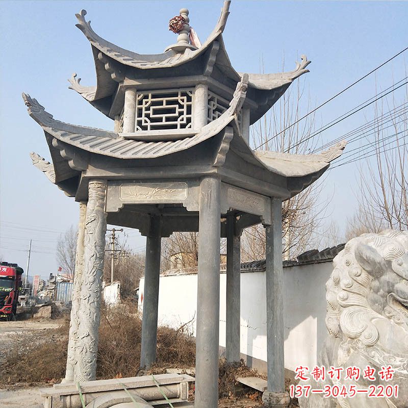达州青石六角石凉亭
