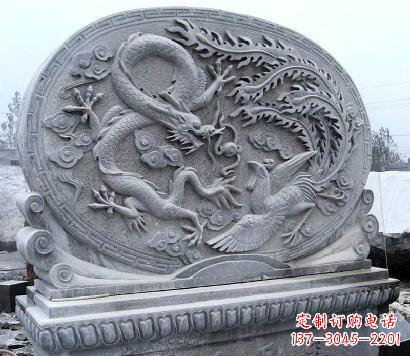 达州青石龙凤呈祥雕塑