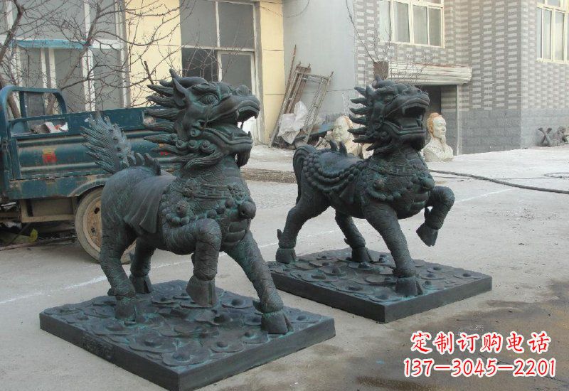 达州唯美雕塑:青铜立式麒麟