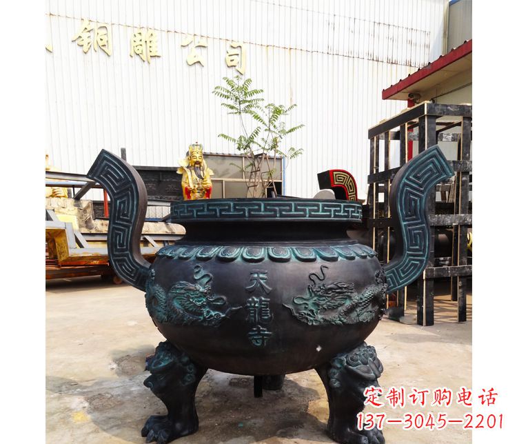达州精美青铜寺庙广场香炉雕塑