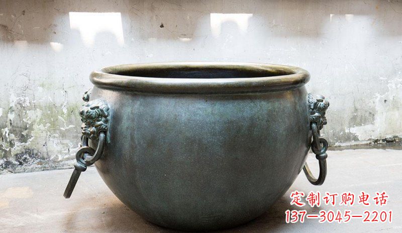 达州精美青铜水缸雕塑,赏心悦目