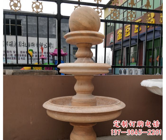 达州风水球石雕,晚霞红别墅装饰精品