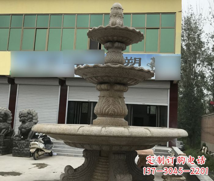 达州三层砂岩喷泉欧式石雕,定制专属你的雕塑