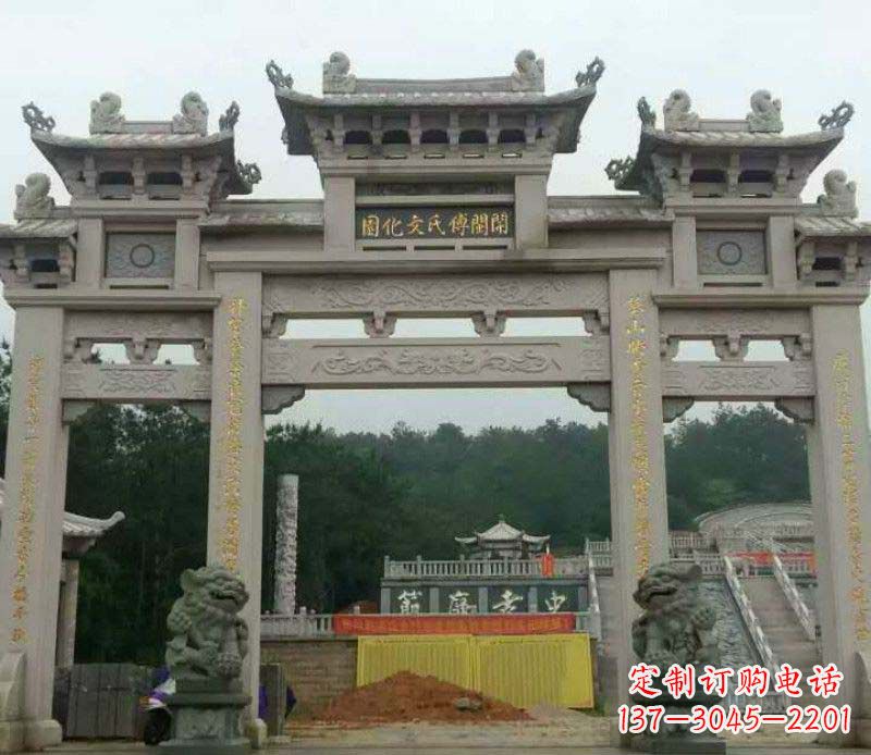 达州三门大理石牌坊石雕