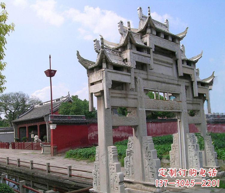 达州三门大型牌坊石雕