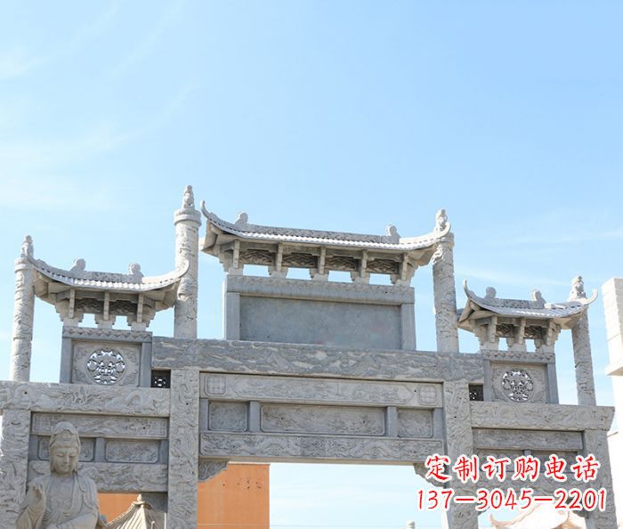 达州三门道路牌坊石雕 (4)