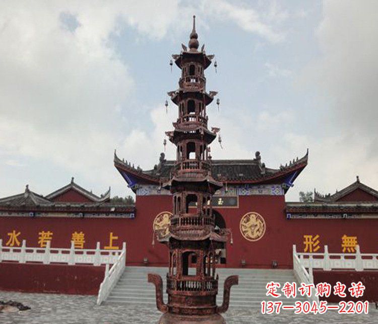 达州三足铜香炉雕塑,精美绝伦
