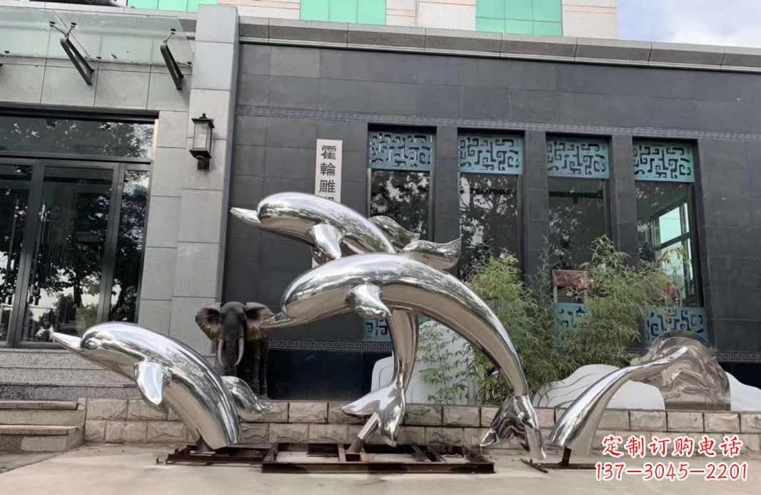 达州高端定制不锈钢海豚雕塑