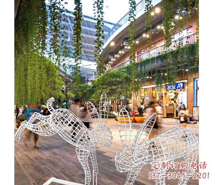 达州商场休闲镂空兔子不锈钢雕塑