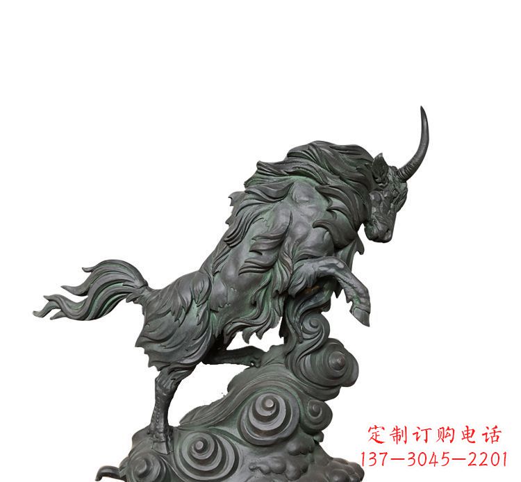 达州神牛踏波绸缎精美铜雕