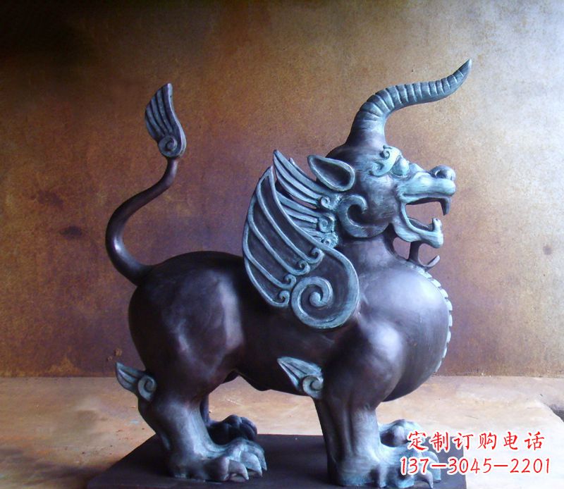 达州传承中国神兽文化的独角兽铜雕塑