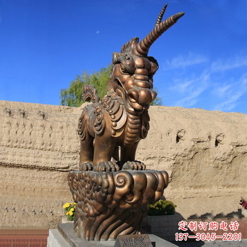 达州神羊獬豸铜雕-景区神兽动物雕塑摆件