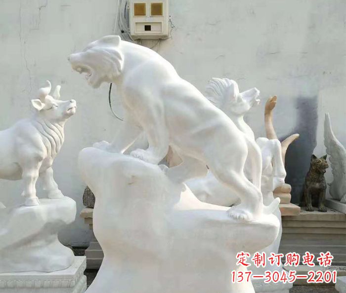 达州中领雕塑:汉白玉老虎雕塑