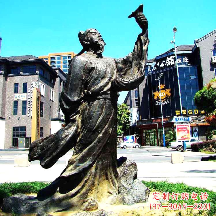 达州经典再现-李白铜雕塑