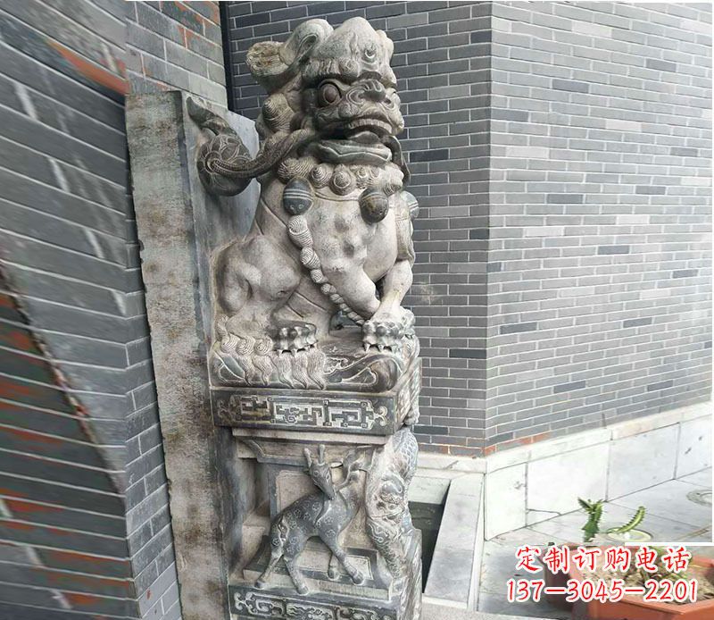 达州狮子抱鼓石仿古石门墩石雕 (3)