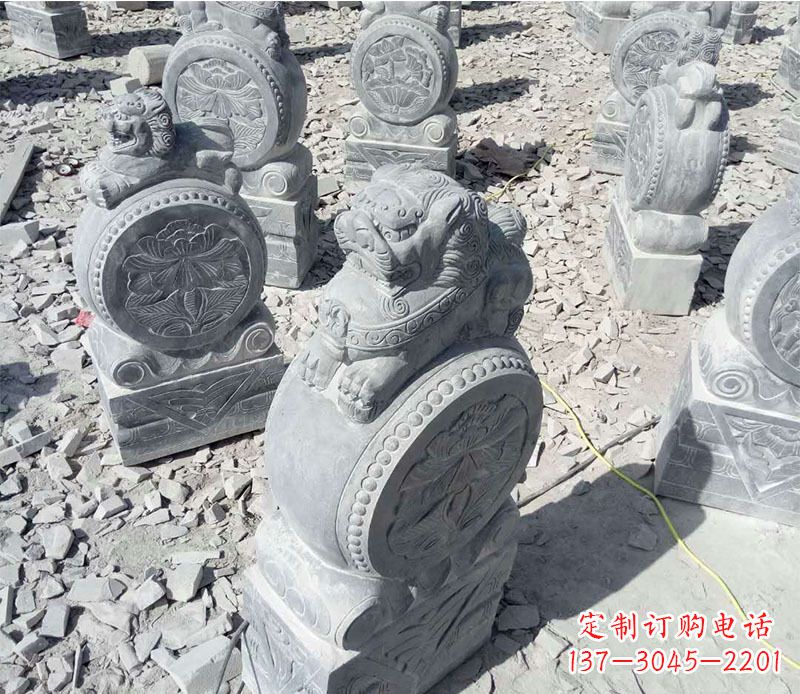 达州狮子抱鼓石招财门墩石雕,尊贵大气典雅