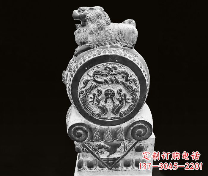 达州中领雕塑狮子石抱鼓仿古石门墩