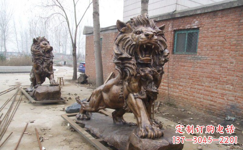 达州狮子企业动物铜雕