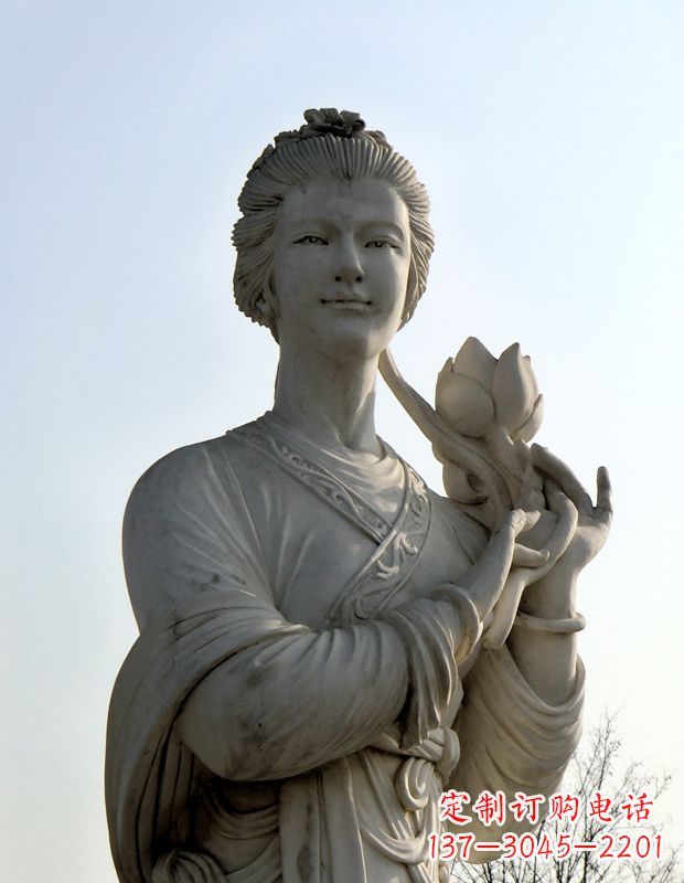 达州汉白玉荷花雕塑,精致美丽无双!